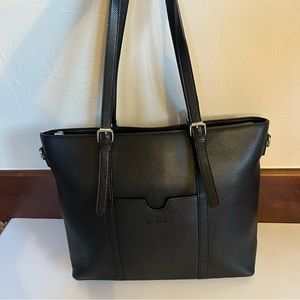 Bostanten Women’s black leather work tote bag